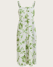 Kai Floral Print Dress in Linen Blend, Ivory (IVORY), large