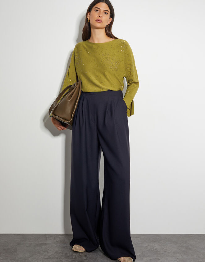 Hope Sparkle Stud Raglan Jumper, Green (OLIVE), large