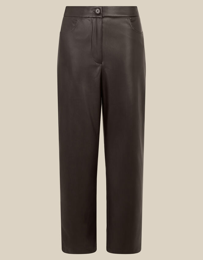 Libby Faux Leather Straight Leg Trousers, Black (BLACK), large