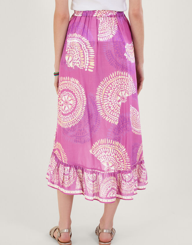 Printed Mock Wrap Skirt, Purple (LILAC), large