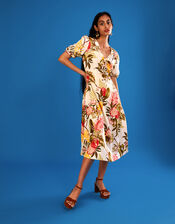 Eliana Pomegranate Dress in Linen Blend, Ivory (IVORY), large