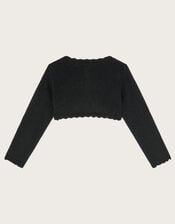 Maeve Sparkle Scallop Cardigan, Black (BLACK), large