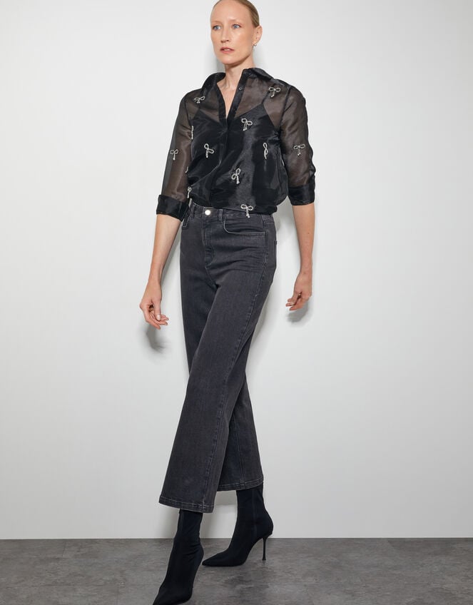 Betty Bow Organza Blouse, Black (BLACK), large