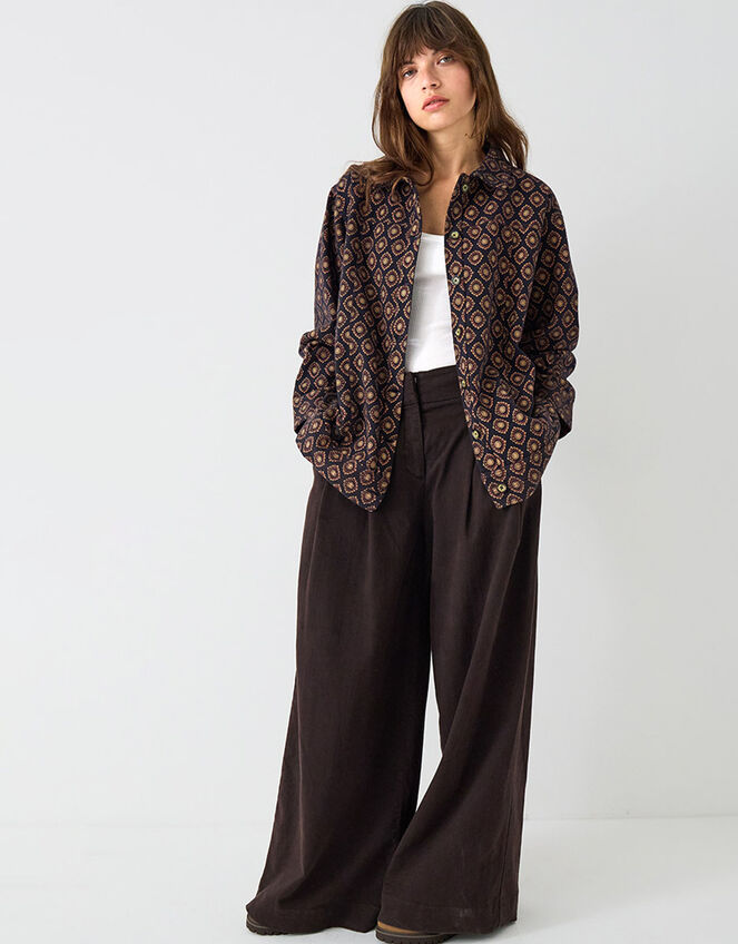 East Pheba Printed Cotton Twill Jacket, Multi (DARKS MULTI), large