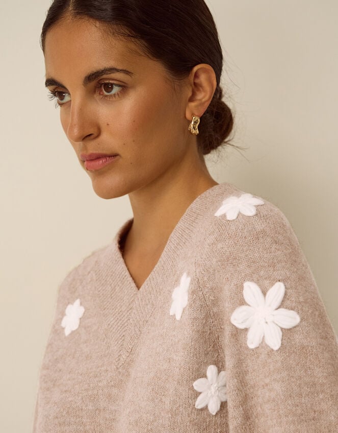 Emily Floral Embroidered Jumper , Mink (MINK), large