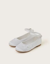 Communion Flower Ballet Flats, White (WHITE), large