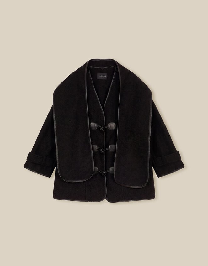 Mae Boucl&eacute; Coat & Scarf, Black (BLACK), large