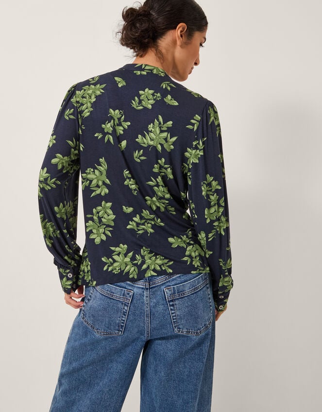 Joules Floral Print Jersey Shirt, Blue (NAVY), large