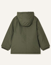Asymmetric Zip Hooded Parka, Green (KHAKI), large