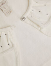 Oversized Diamante Collar Cardigan, Ivory (IVORY), large