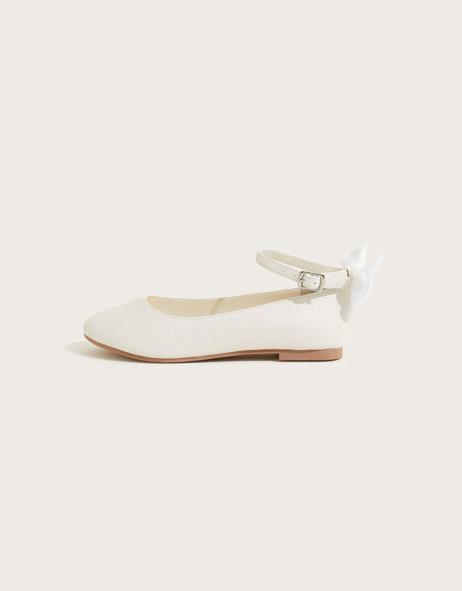 Organza Bow Ballerina Flats, Ivory (IVORY), large