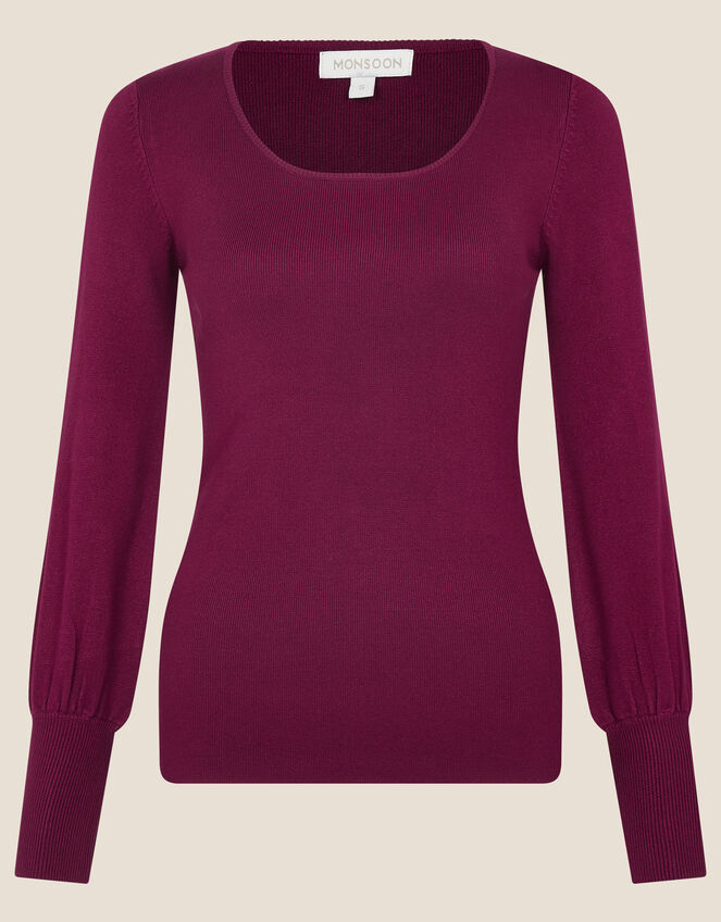Scoop Neck Jumper, Red (BERRY), large