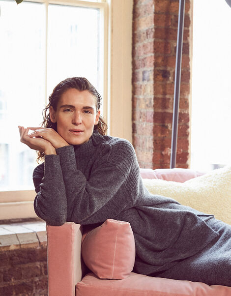 LOUNGE High Neck Knit Jumper  Grey, Grey (CHARCOAL), large