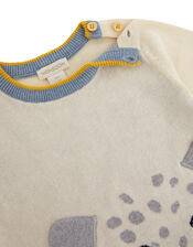 Newborn Baby Leopard Sleepsuit in Organic Cotton, Ivory (IVORY), large