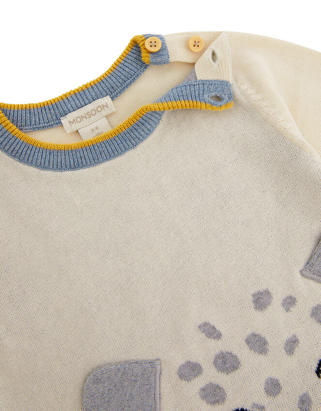 Newborn Baby Leopard Sleepsuit in Organic Cotton, Ivory (IVORY), large