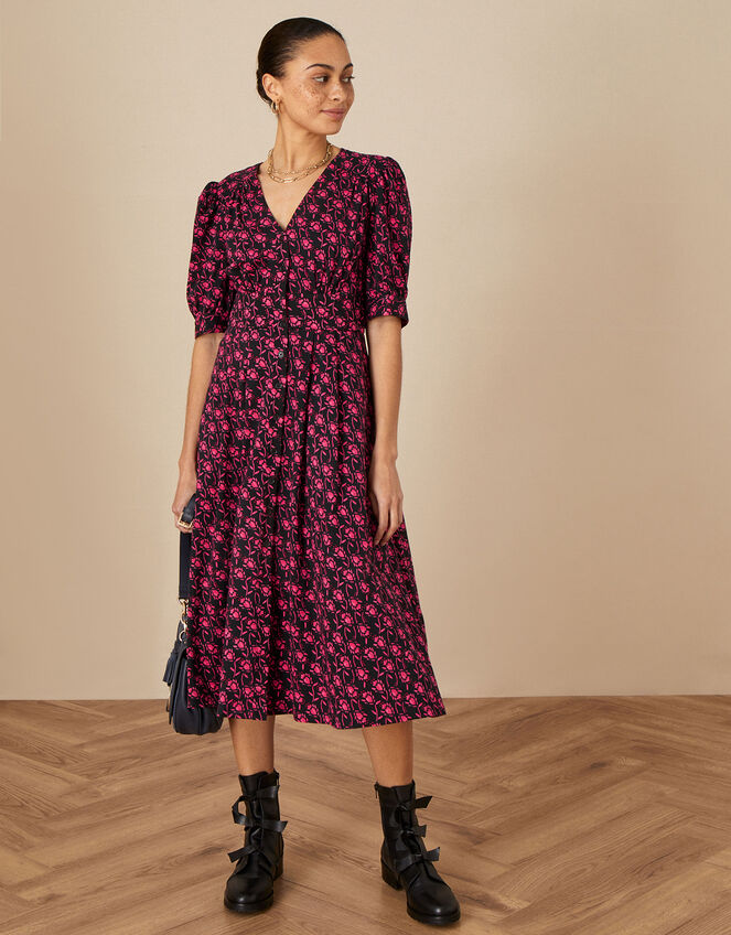 Jersey Dolly Midi Dress, Black (BLACK), large
