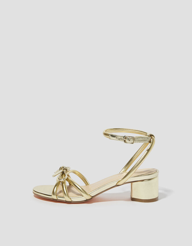 Wynn Metallic Strappy Heeled Sandals, Gold (GOLD), large