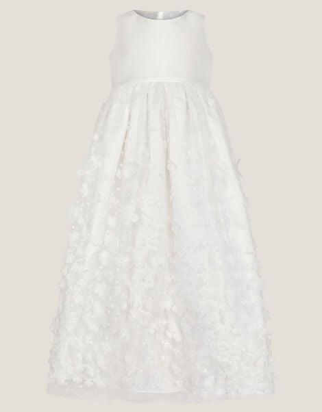 Baby Floral Appliqué Christening Dress, Ivory (IVORY), large