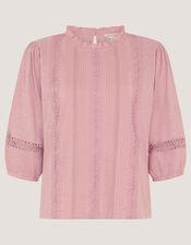 Lorna &frac34; Sleeve Lace Top, Pink (PINK), large