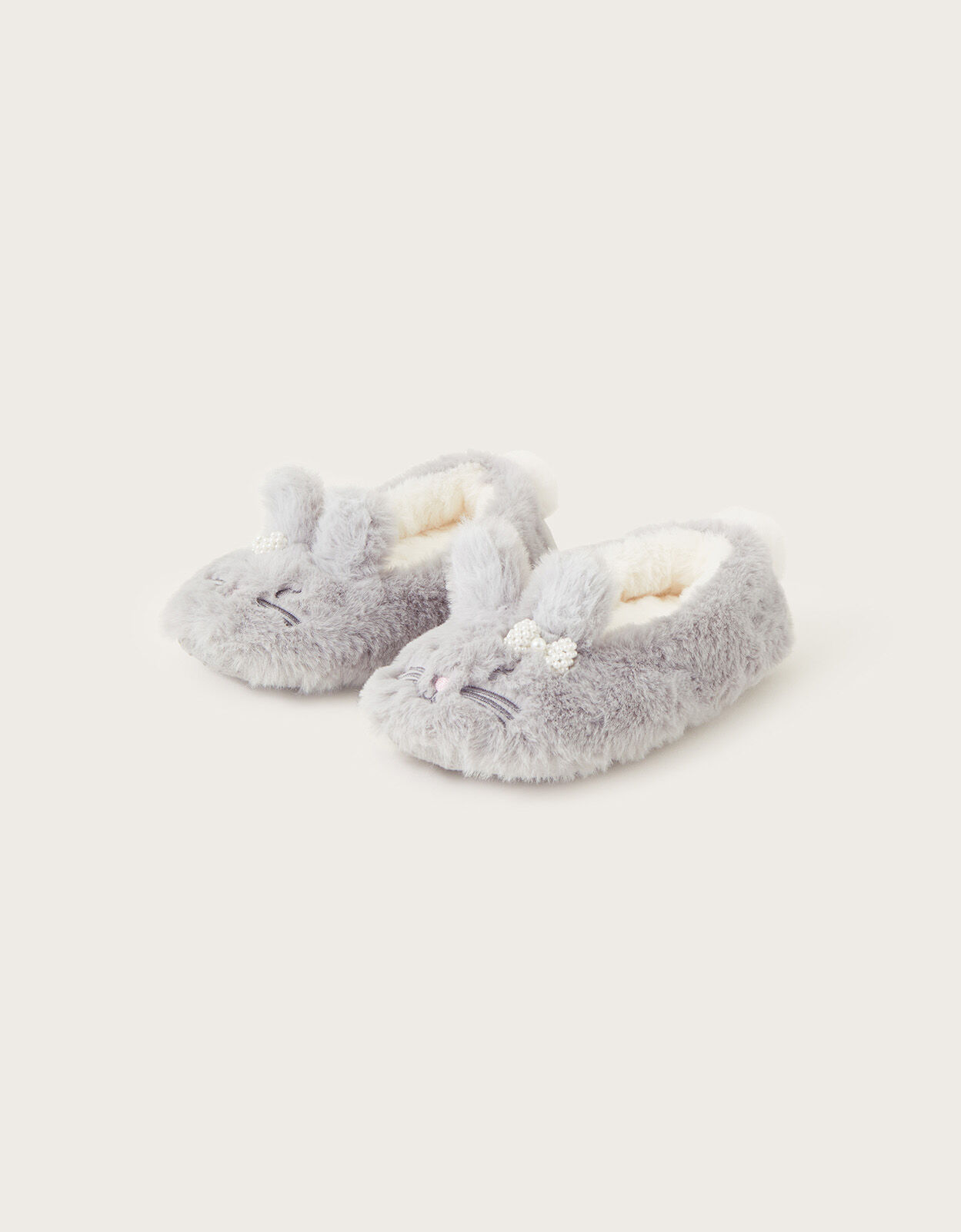 Bitsy Pearl Bunny Slippers Grey