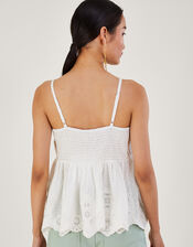 Premium Embroidered Scallop Edge Cami Top, White (WHITE), large