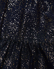 Foil Tiered Maxi Dress in Recycled Polyester, Blue (NAVY), large