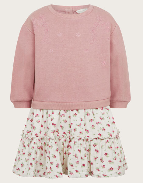 Baby 2-in-1 Ditsy Sweater Dress, Pink (PINK), large