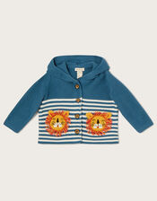 Newborn Louis Lion Knit Cardigan, Blue (BLUE), large
