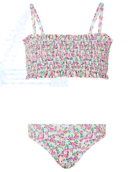 Ditsy Floral Shirred Bikini Set, Green (GREEN), large