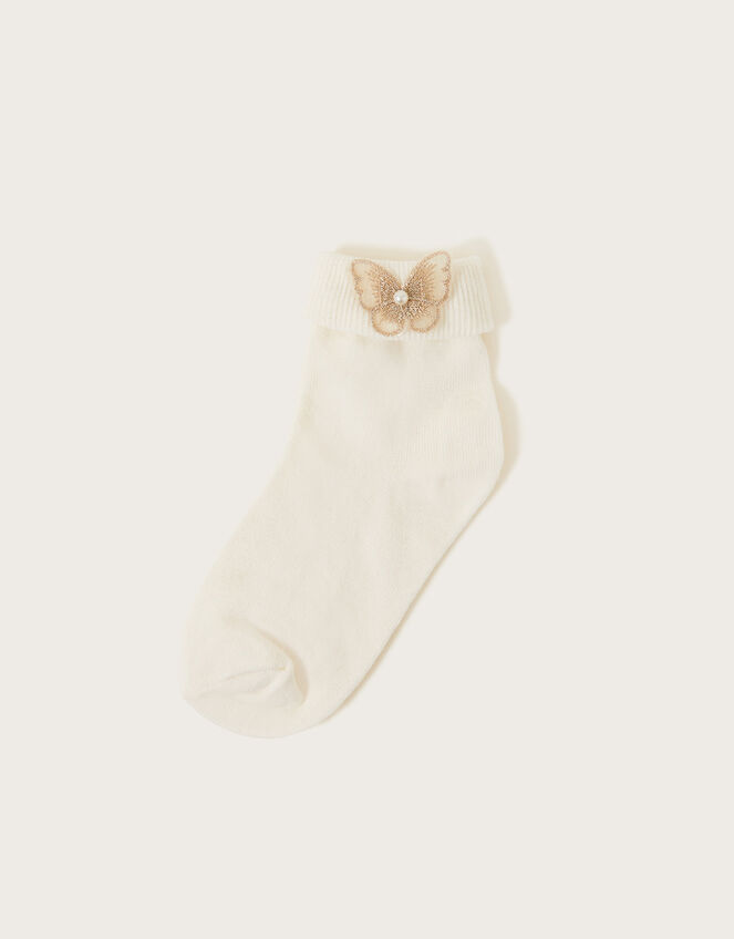 Lace Butterfly Socks, Ivory (IVORY), large