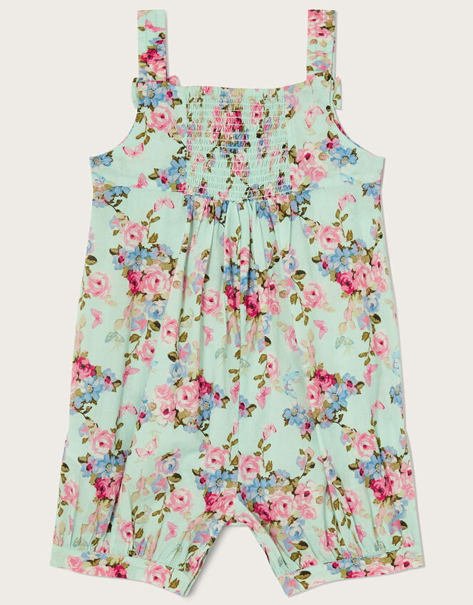 Baby Posey Floral Romper, Green (MINT), large