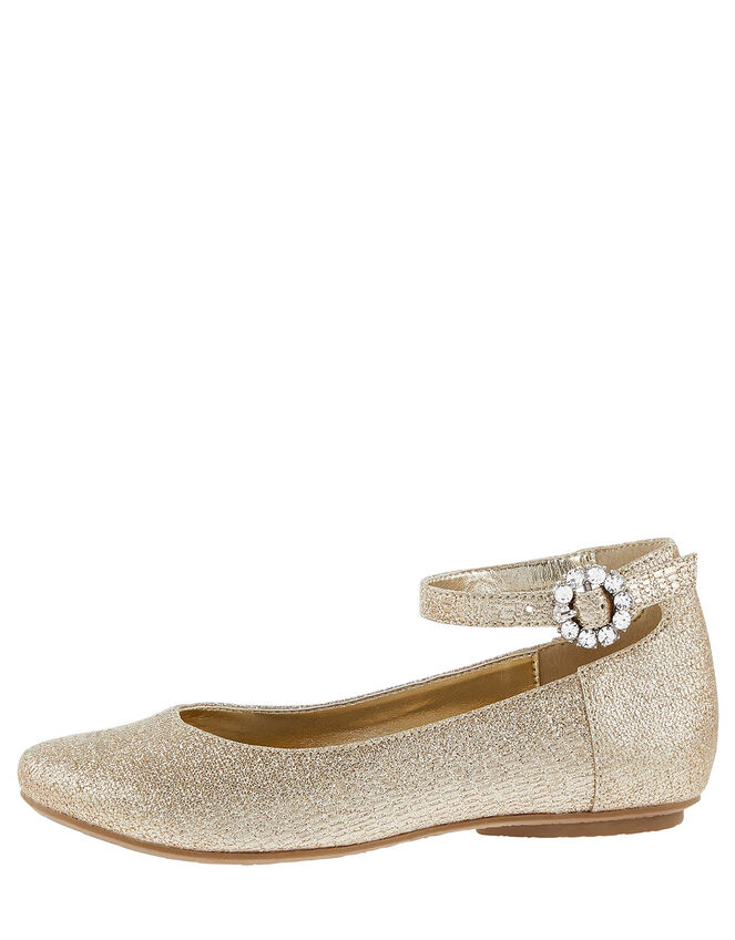 Ankle Strap Ballerina Flats , Gold (GOLD), large
