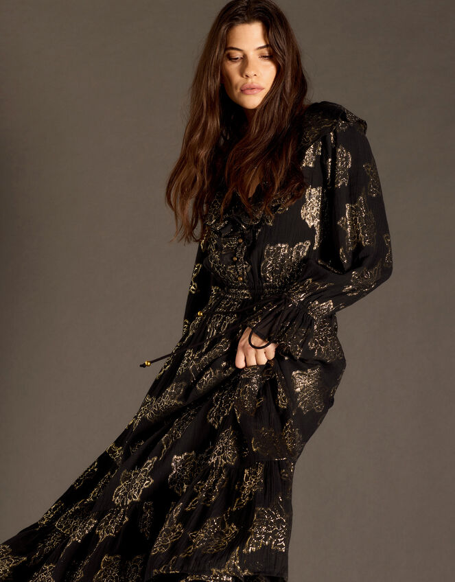 East Jacquard Maxi Dress, Black (BLACK), large