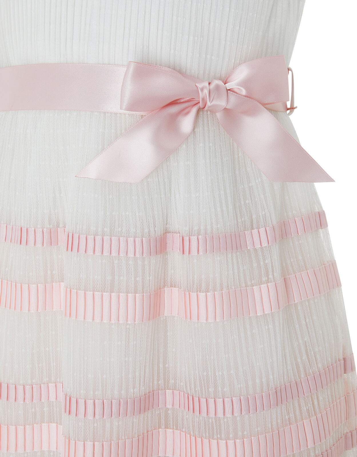 Lydia Pleated Stripe Dress Ivory