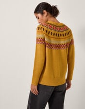 Fran Fair Isle Jumper, Yellow (OCHRE), large