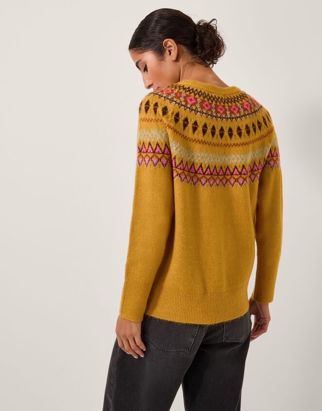Fran Fair Isle Jumper, Yellow (OCHRE), large