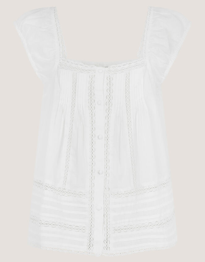 Olivia Lace Trim Top, Ivory (IVORY), large