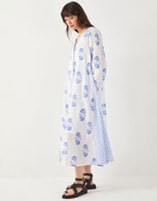 East Amber Hand-Screen Floral Print Midi Dress, Ivory (IVORY), large