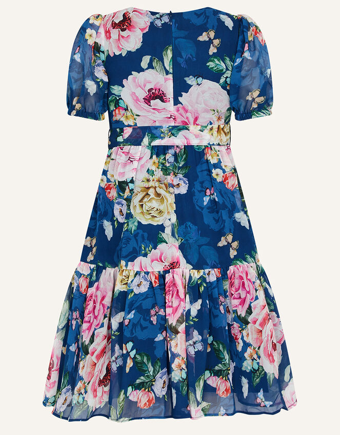 Roseanna Floral Chiffon Dress, Blue (NAVY), large