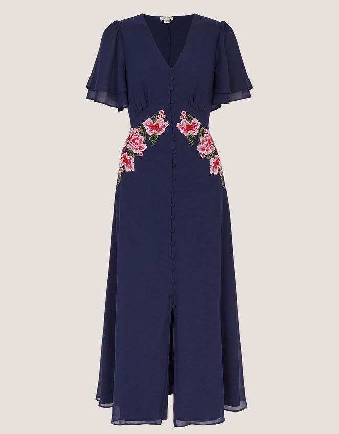 Coraline Floral Embroidered Midi Dress, Blue (NAVY), large
