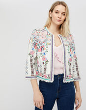 Embroidered Jacket in Organic Cotton, Ivory (IVORY), large