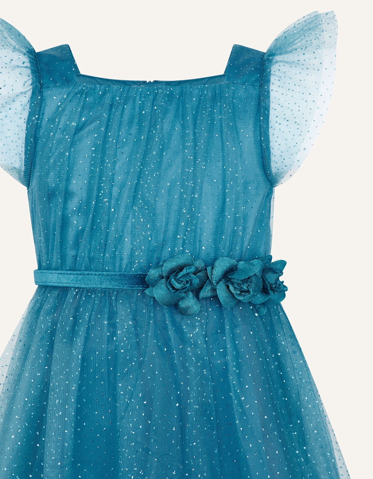 Corsage Belt Glitter Dress Teal Girls Dresses Monsoon ROI