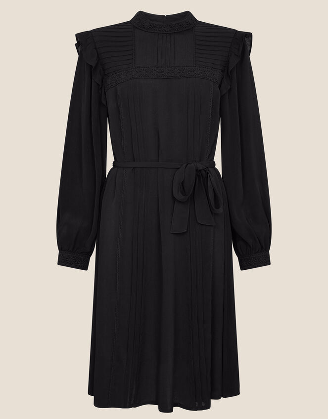 Victoriana Lace Trim Dress, Black (BLACK), large