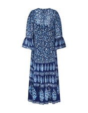 East Print Tiered Maxi Dress, Blue (NAVY), large