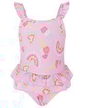 Baby Rainbow Frill Swimsuit , Pink (PALE PINK), large