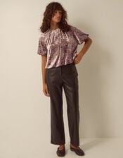 Breeda Bubble Hem Crushed Velvet Top, Mink (MINK), large