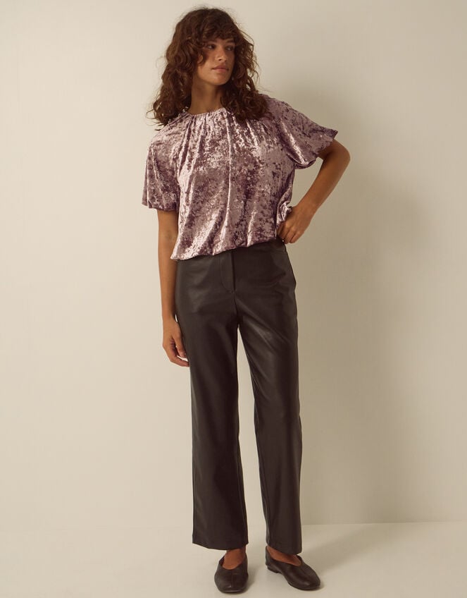Breeda Bubble Hem Crushed Velvet Top, Mink (MINK), large
