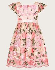 Tilly Floral Embroidered Dress, Pink (PINK), large