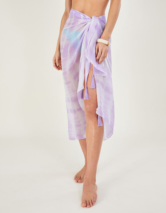 Tie Dye Tassel Silk Sarong, , large