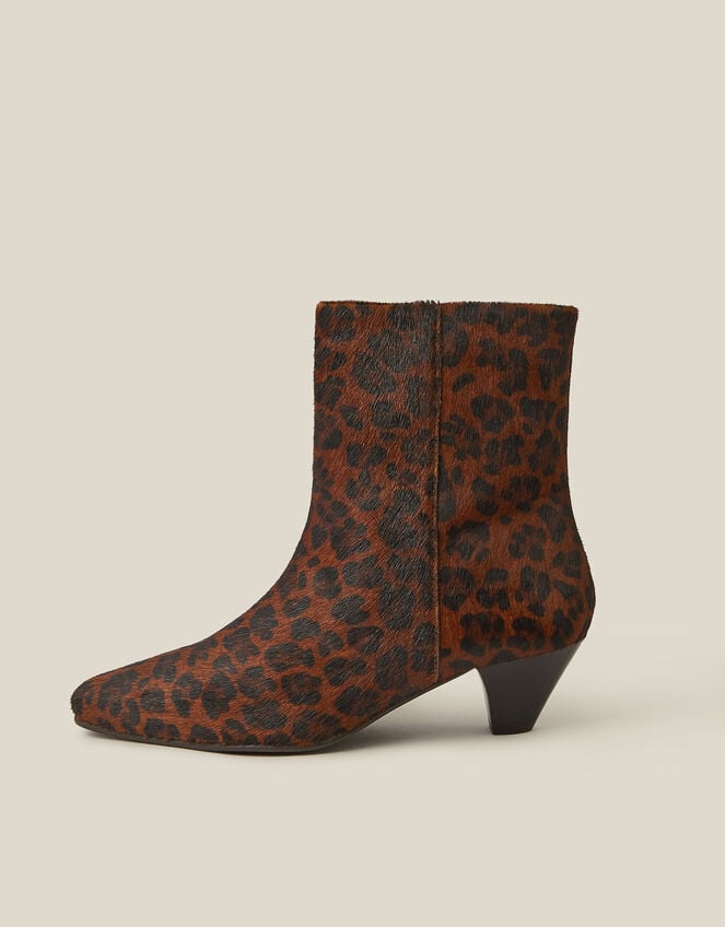 Alya Leopard Print Leather Ankle Boots, Natural (NEUTRAL), large